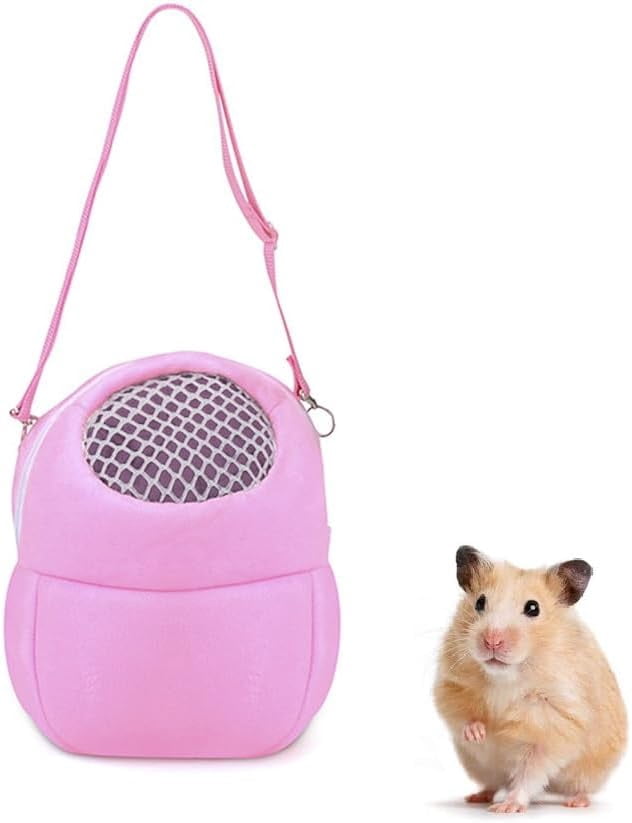 WishLotus Hamster Carrier Bag, Portable Outgoing Travel Handbags with Nylon Straps Small Pet Pouch for Hamster Rat Mini Hedgehog (Pink, M) - Image 10