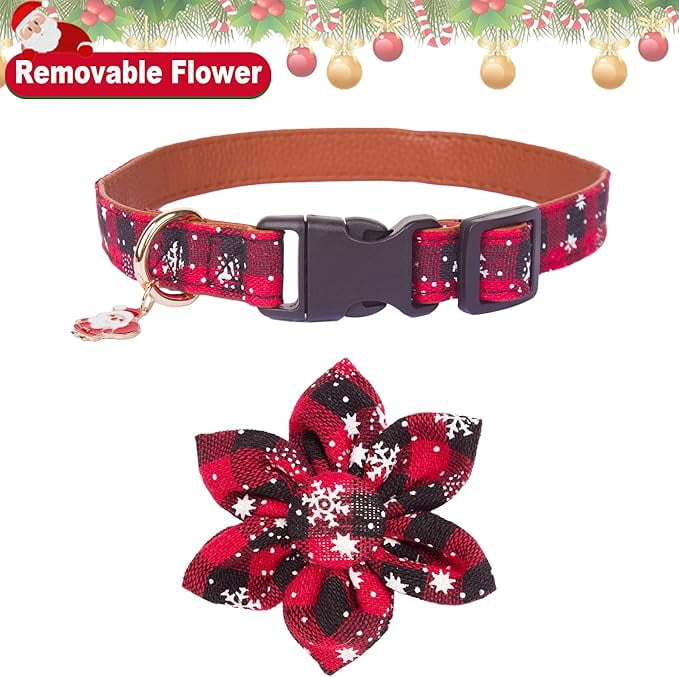 ADOGGYGO Christmas Dog Collar with Bow Tie Adjustable Dog Bowtie Collar Red Green Plaid Pet Christmas Collars for Medium Dogs (Medium) - Image 5