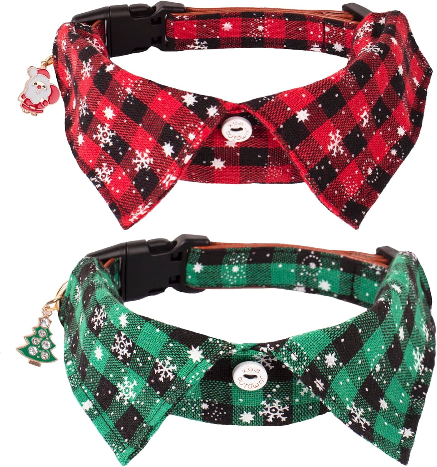ADOGGYGO Christmas Dog Collar with Bow Tie Adjustable Dog Bowtie Collar Red Green Plaid Pet Christmas Collars for Medium Dogs (Medium) - Image 6