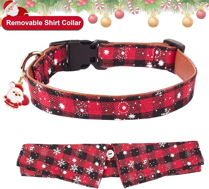 ADOGGYGO Christmas Dog Collar with Bow Tie Adjustable Dog Bowtie Collar Red Green Plaid Pet Christmas Collars for Medium Dogs (Medium) - Image 9