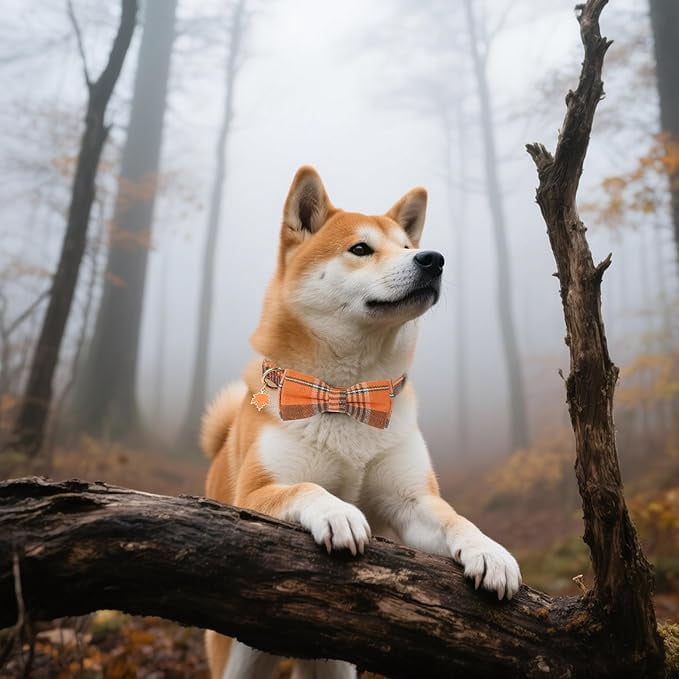 ADOGGYGO Christmas Dog Collar with Bow Tie Adjustable Dog Bowtie Collar Red Green Plaid Pet Christmas Collars for Medium Dogs (Medium) - Image 11