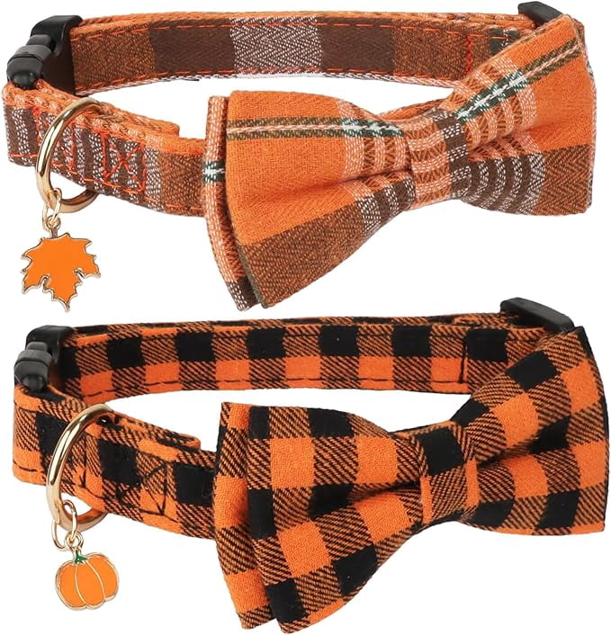 ADOGGYGO Christmas Dog Collar with Bow Tie Adjustable Dog Bowtie Collar Red Green Plaid Pet Christmas Collars for Medium Dogs (Medium) - Image 13