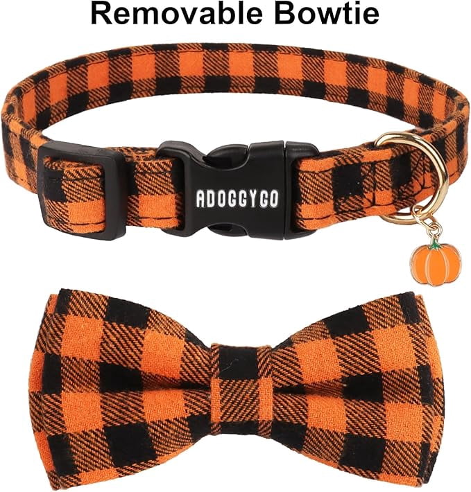 ADOGGYGO Christmas Dog Collar with Bow Tie Adjustable Dog Bowtie Collar Red Green Plaid Pet Christmas Collars for Medium Dogs (Medium) - Image 14