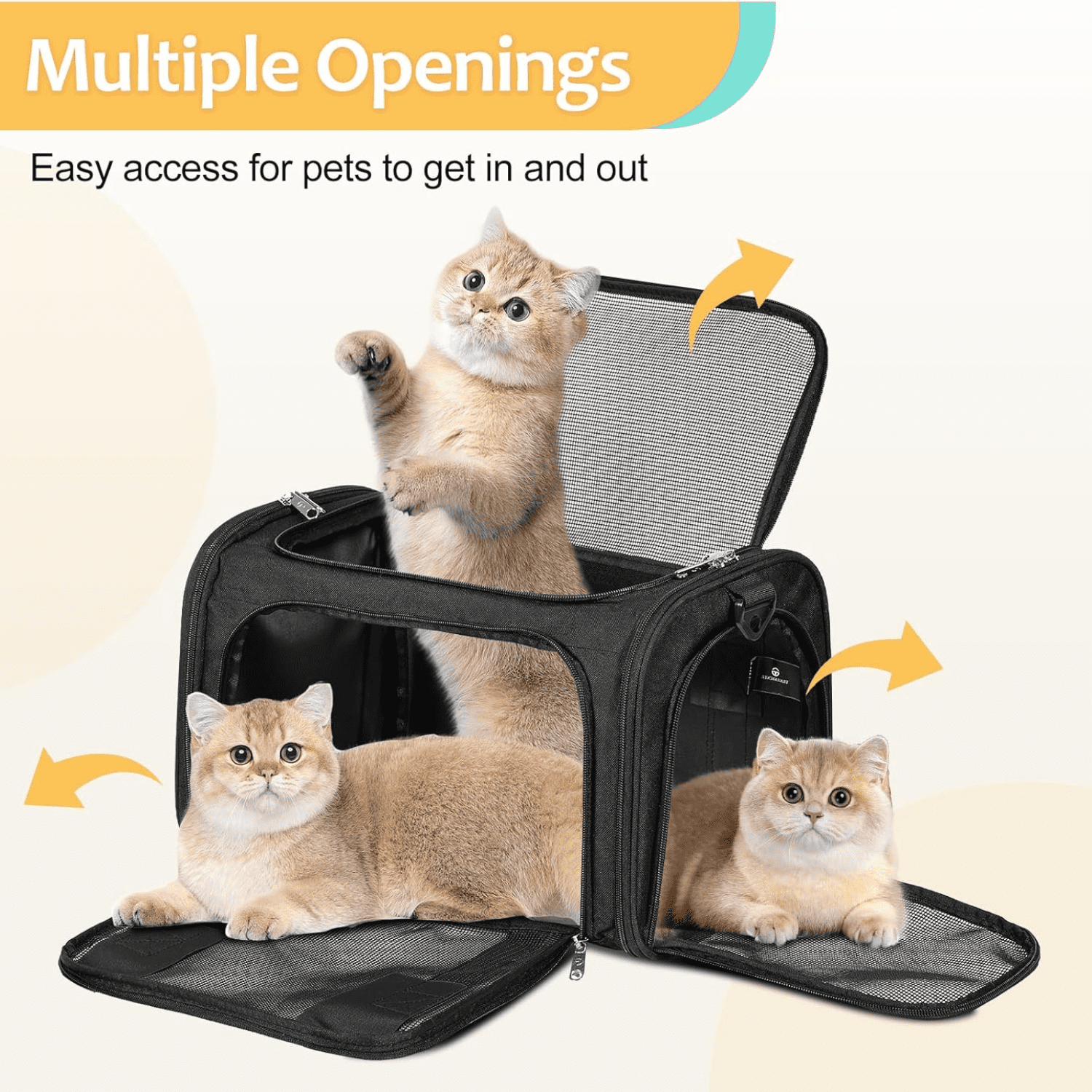 TSA Airline Approved Pet Carrier for Cats & Small Dogs Up to 15 lbs - Soft Sided Collapsible Travel Carrier with Mesh Windows - Under Seat Puppy Kitten Carrier Bag - Image 2