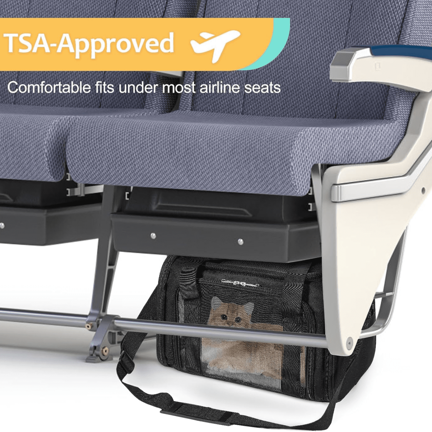 TSA Airline Approved Pet Carrier for Cats & Small Dogs Up to 15 lbs - Soft Sided Collapsible Travel Carrier with Mesh Windows - Under Seat Puppy Kitten Carrier Bag - Image 3