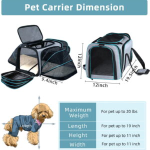 Cat/Dog Airline Approved Expandable Pet Carrier for Small Pets - Removable Pad, Pockets, TSA Compliant