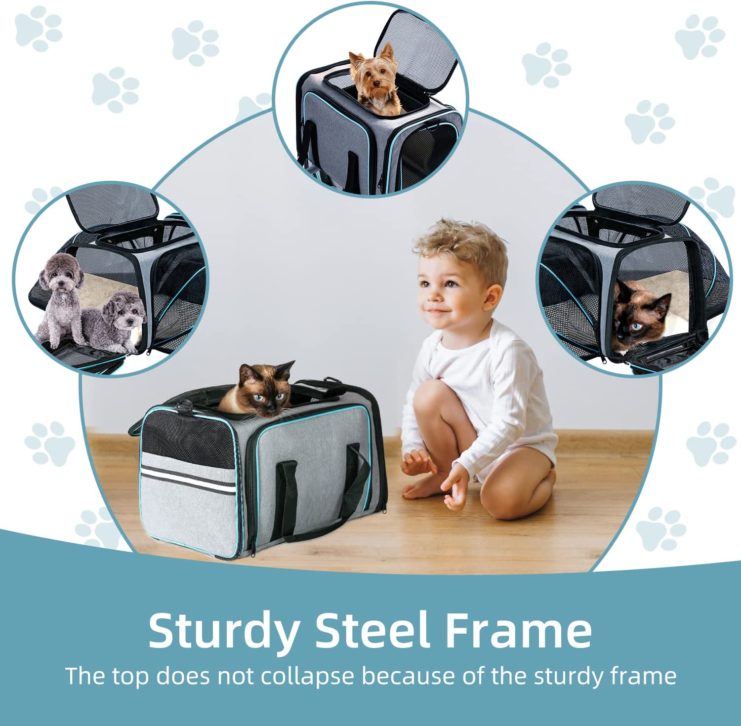 Cat/Dog Airline Approved Expandable Pet Carrier for Small Pets - Removable Pad, Pockets, TSA Compliant - Image 5