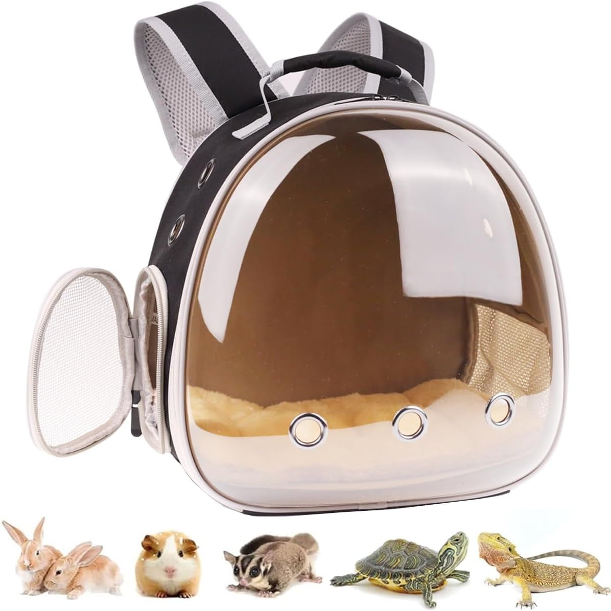 Portable Small Animal Backpack Travel Breathable Pet Carrier Bag Cages for Guinea Pig, Rabbit, Bearded Dragon, Squirrel, Tortoise, Bird, Lizard, Sugar Glider