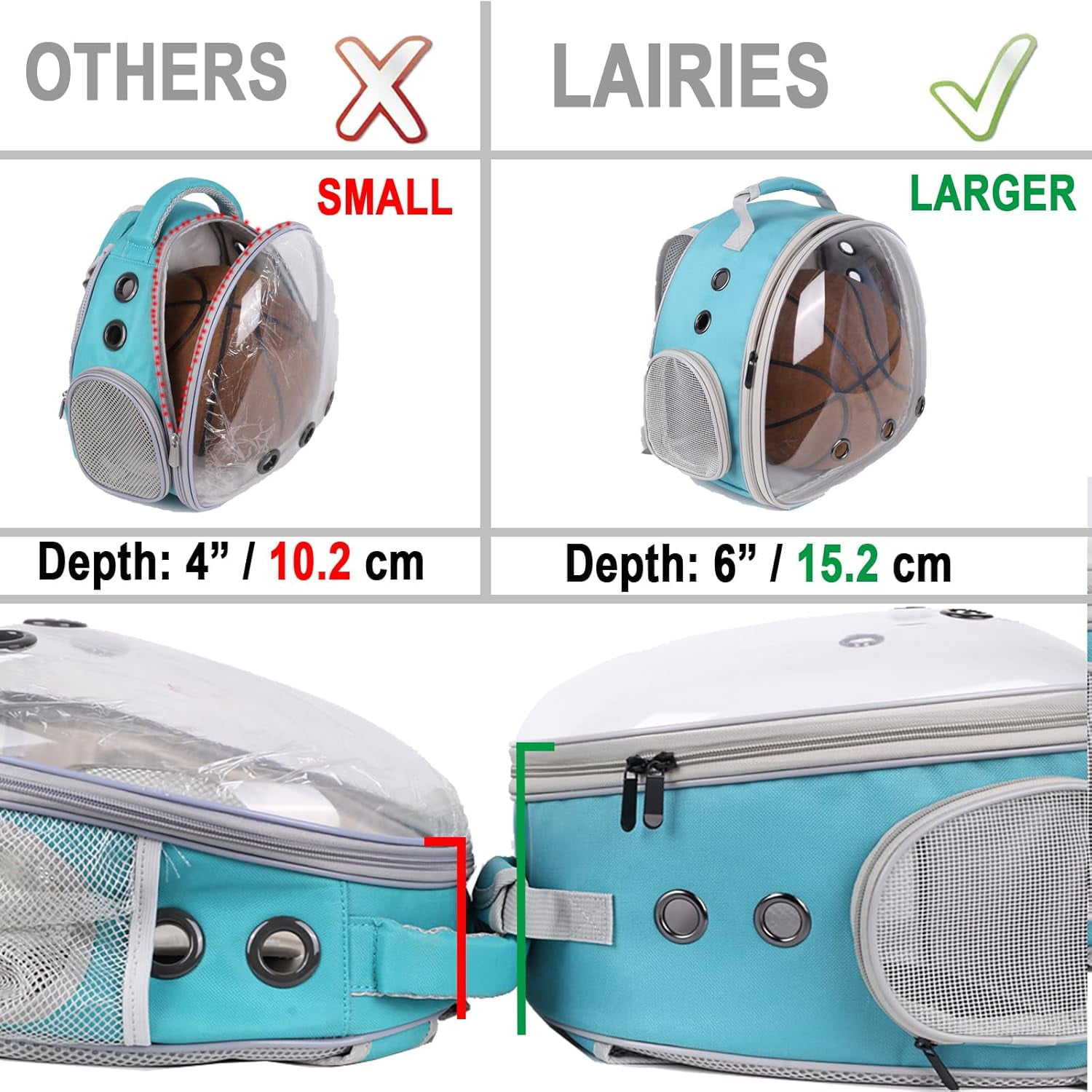 Portable Small Animal Backpack Travel Breathable Pet Carrier Bag Cages for Guinea Pig, Rabbit, Bearded Dragon, Squirrel, Tortoise, Bird, Lizard, Sugar Glider - Image 3