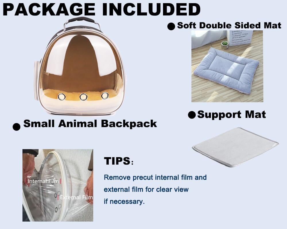 Portable Small Animal Backpack Travel Breathable Pet Carrier Bag Cages for Guinea Pig, Rabbit, Bearded Dragon, Squirrel, Tortoise, Bird, Lizard, Sugar Glider - Image 5