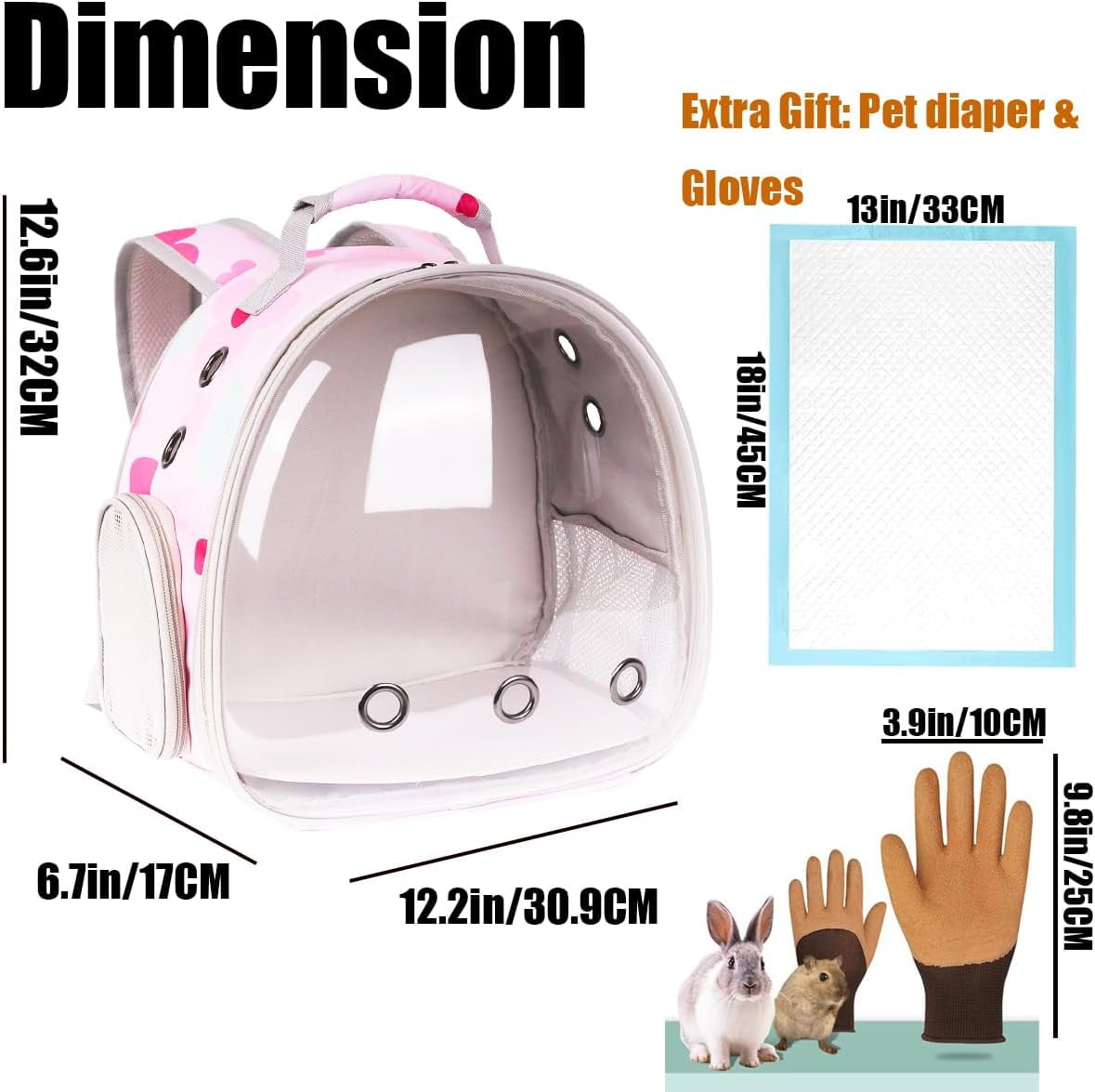 Portable Small Animal Backpack Travel Breathable Pet Carrier Bag Cages for Guinea Pig, Rabbit, Bearded Dragon, Squirrel, Tortoise, Bird, Lizard, Sugar Glider - Image 8