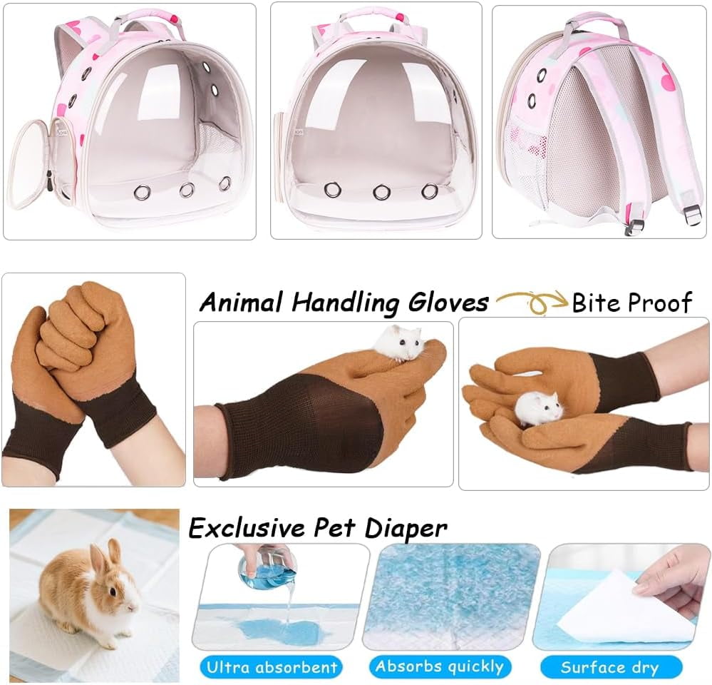 Portable Small Animal Backpack Travel Breathable Pet Carrier Bag Cages for Guinea Pig, Rabbit, Bearded Dragon, Squirrel, Tortoise, Bird, Lizard, Sugar Glider - Image 11