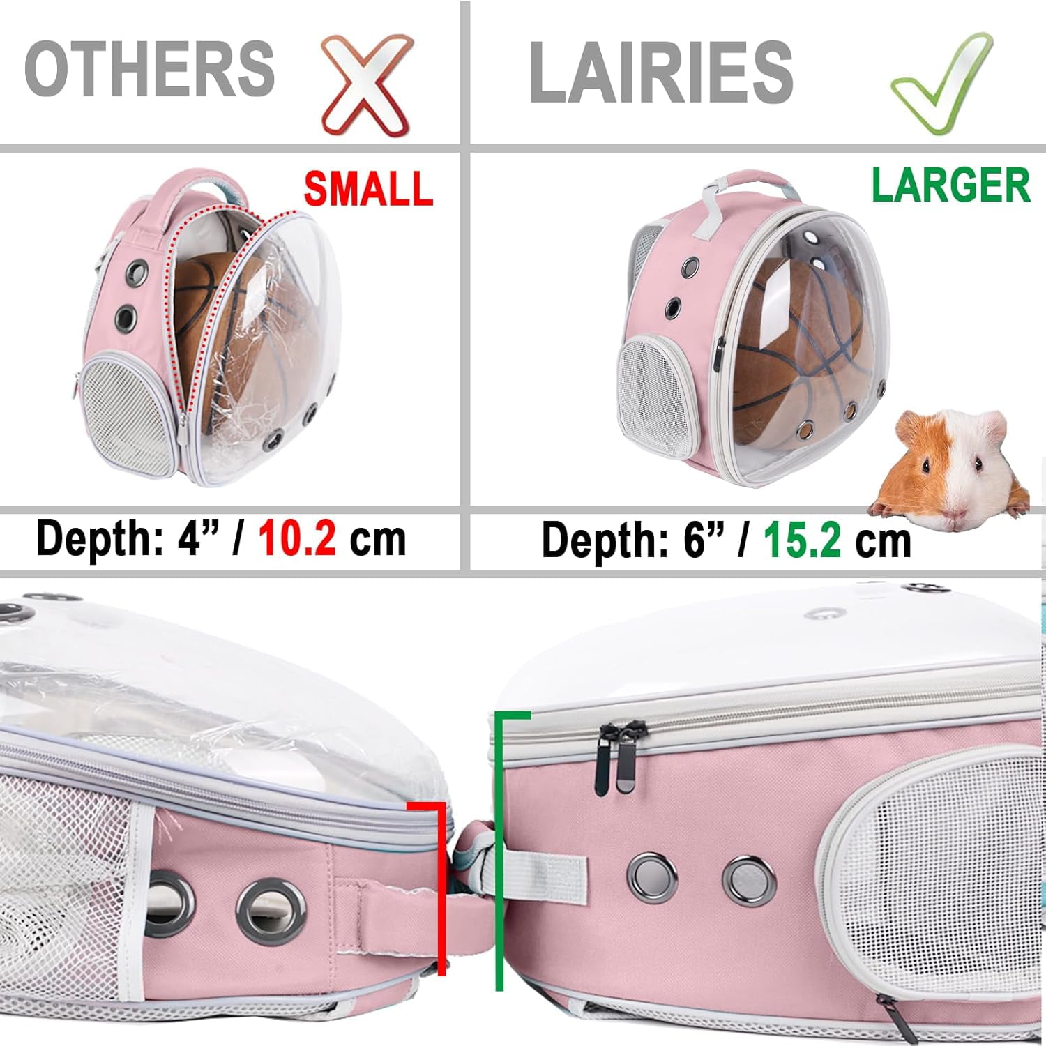 Portable Small Animal Backpack Travel Breathable Pet Carrier Bag Cages for Guinea Pig, Rabbit, Bearded Dragon, Squirrel, Tortoise, Bird, Lizard, Sugar Glider - Image 16
