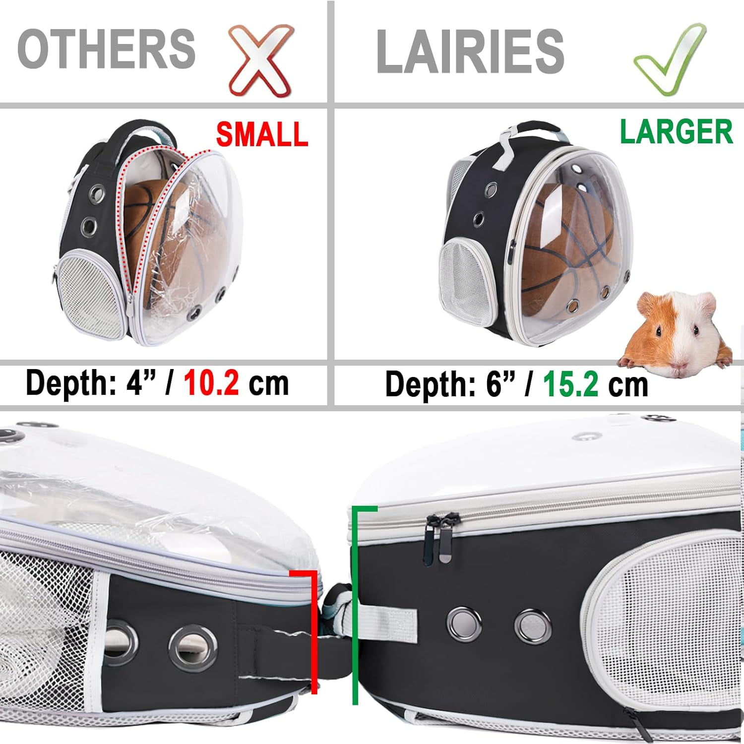 Portable Small Animal Backpack Travel Breathable Pet Carrier Bag Cages for Guinea Pig, Rabbit, Bearded Dragon, Squirrel, Tortoise, Bird, Lizard, Sugar Glider - Image 21