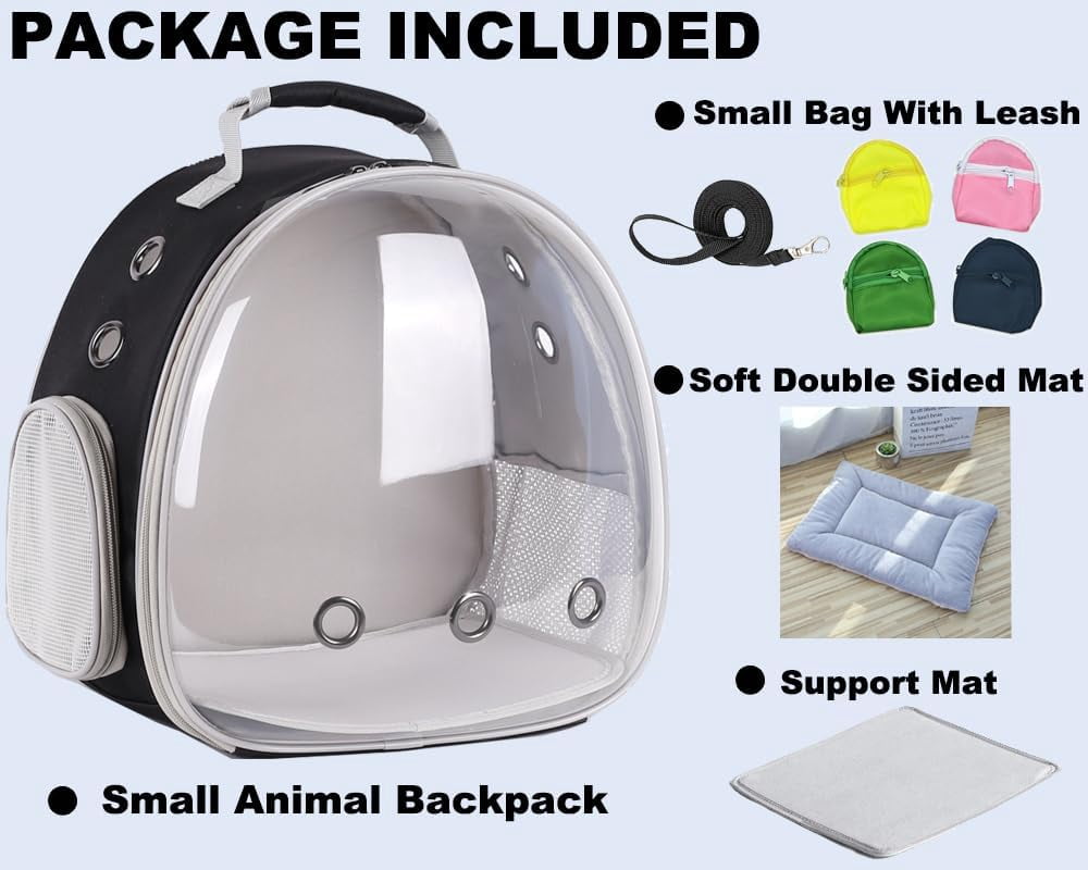 Portable Small Animal Backpack Travel Breathable Pet Carrier Bag Cages for Guinea Pig, Rabbit, Bearded Dragon, Squirrel, Tortoise, Bird, Lizard, Sugar Glider - Image 23