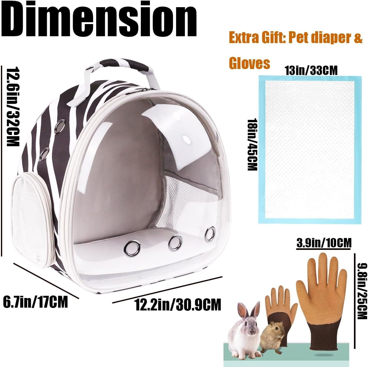 Portable Small Animal Backpack Travel Breathable Pet Carrier Bag Cages for Guinea Pig, Rabbit, Bearded Dragon, Squirrel, Tortoise, Bird, Lizard, Sugar Glider - Image 25