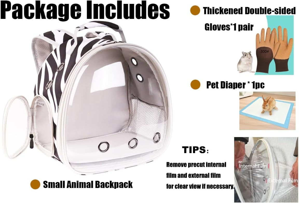 Portable Small Animal Backpack Travel Breathable Pet Carrier Bag Cages for Guinea Pig, Rabbit, Bearded Dragon, Squirrel, Tortoise, Bird, Lizard, Sugar Glider - Image 27