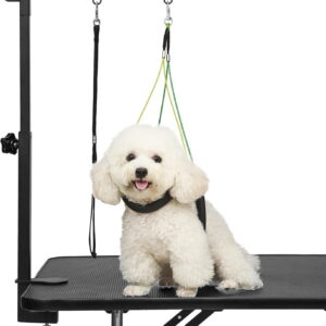 Dog Grooming Table Arm with Clamp 32in, Pet Dog Grooming Table for Small Dogs at Home Foldable, Cat Dog Grooming Harness Stand Holder Portable for Trimming Nails, Drying, Haircut