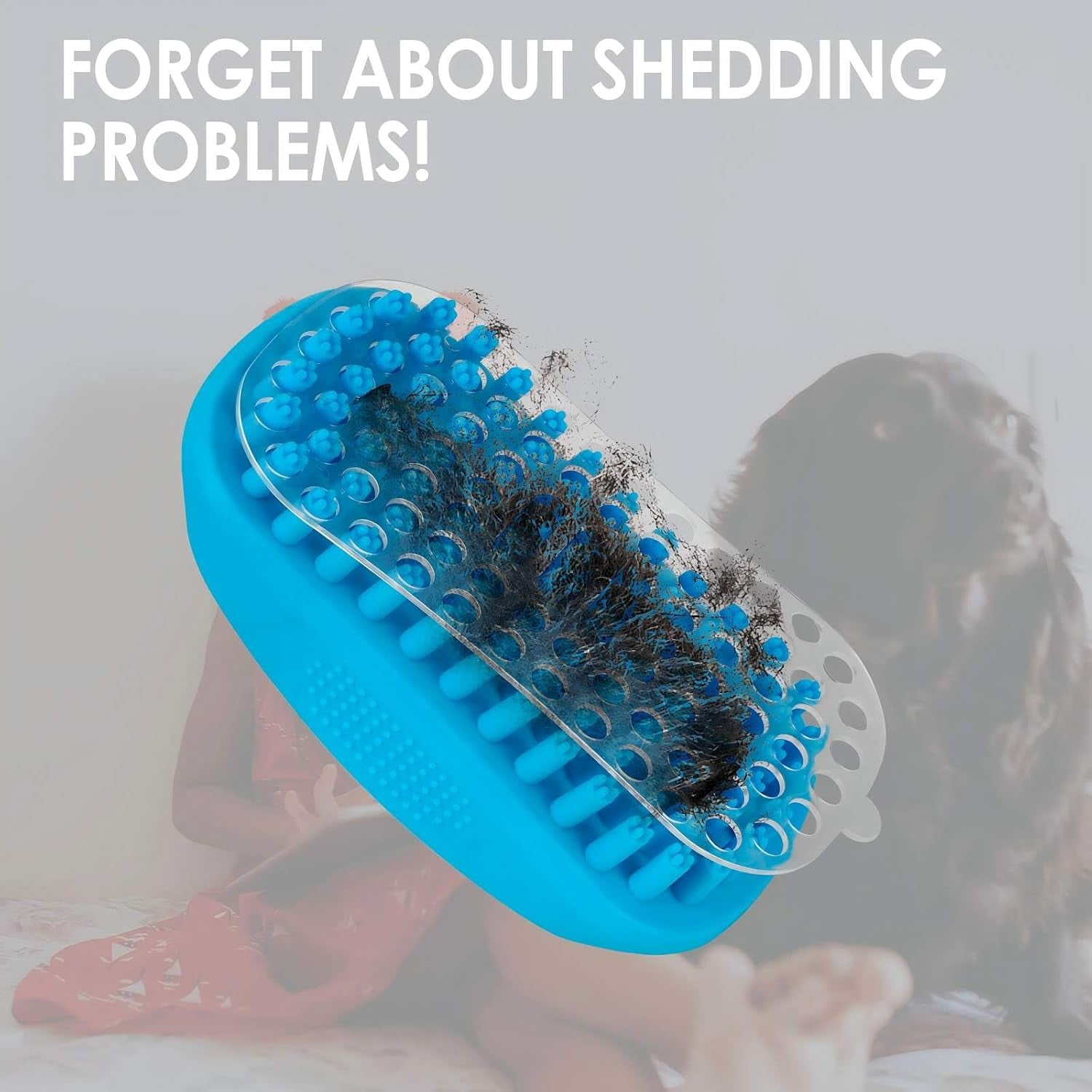 Dog Grooming Brush, Premium Soft Silicone Pet Bath Brushes, Rubber Massage Shampoo Soothing Comb Scrubber for Wet Dry Long Short Haired Dogs & Cats Massaging, Deshedding Shower - Image 4