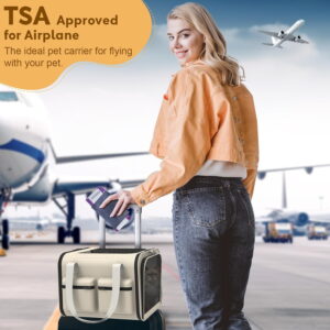 Soft Airline Approved Pet Carrier for Cats & Small Dogs Up to 15lbs, Breathable & Foldable Travel Bag