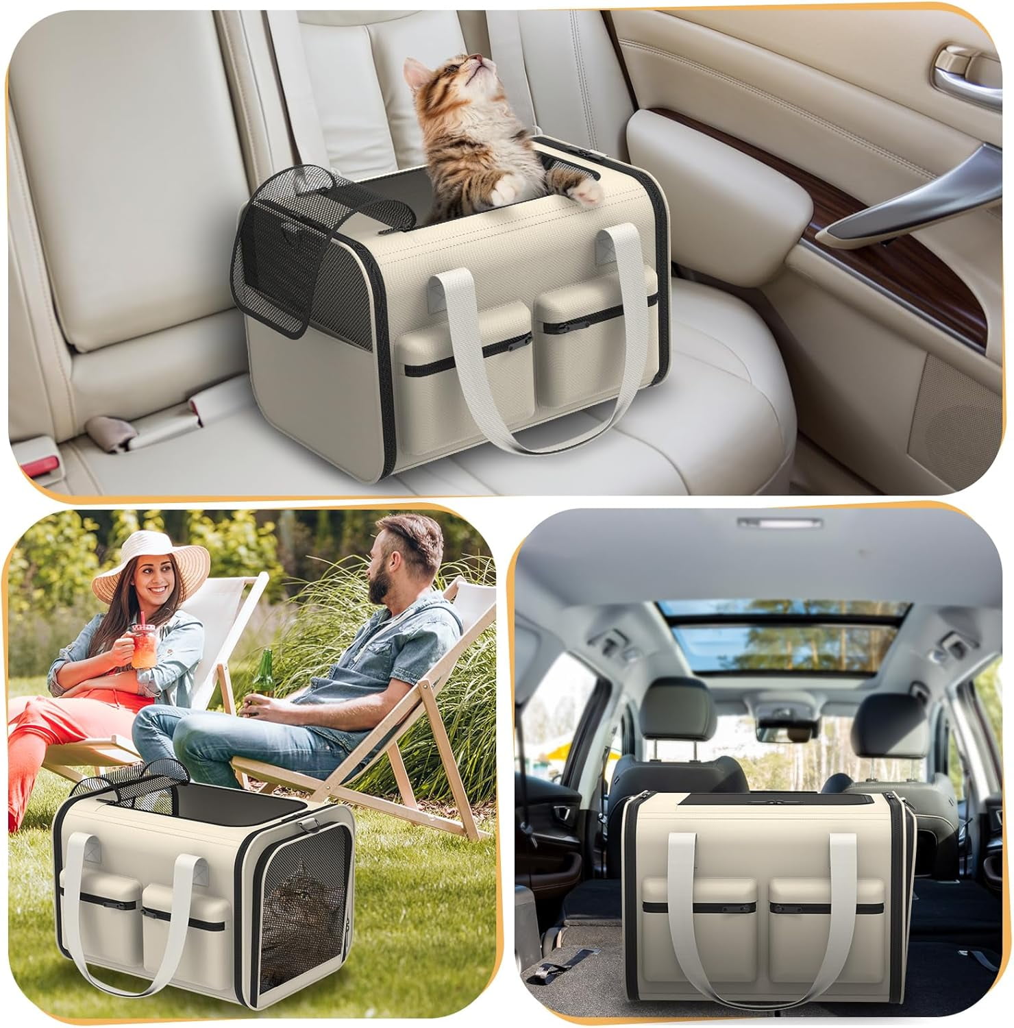 Soft Airline Approved Pet Carrier for Cats & Small Dogs Up to 15lbs, Breathable & Foldable Travel Bag - Image 6