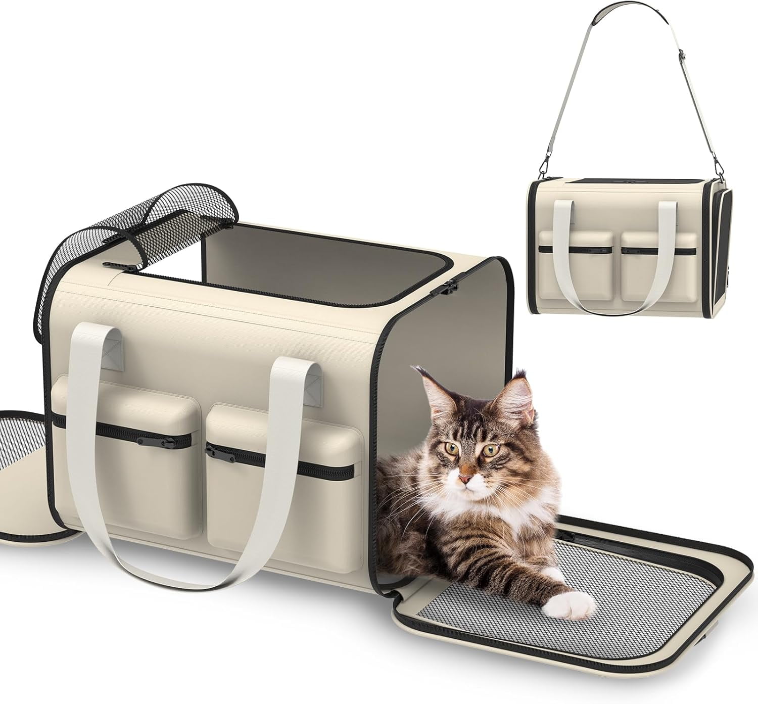 Soft Airline Approved Pet Carrier for Cats & Small Dogs Up to 15lbs, Breathable & Foldable Travel Bag - Image 8