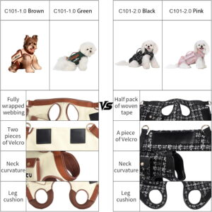 Dog Lift Harness Dog Carrier Dog VES Harness Adjustable Dog Leash with Small Puppy Treat Bag (Pink, L)