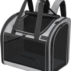 Cat Backpack with Widened Interior Space, Upgraded Dog Backpack Carrier with Various Ways to Carry, Pet Backpack with Breathable Mesh, Pet Travel Carrier with Soft Padded, Reinforced Support