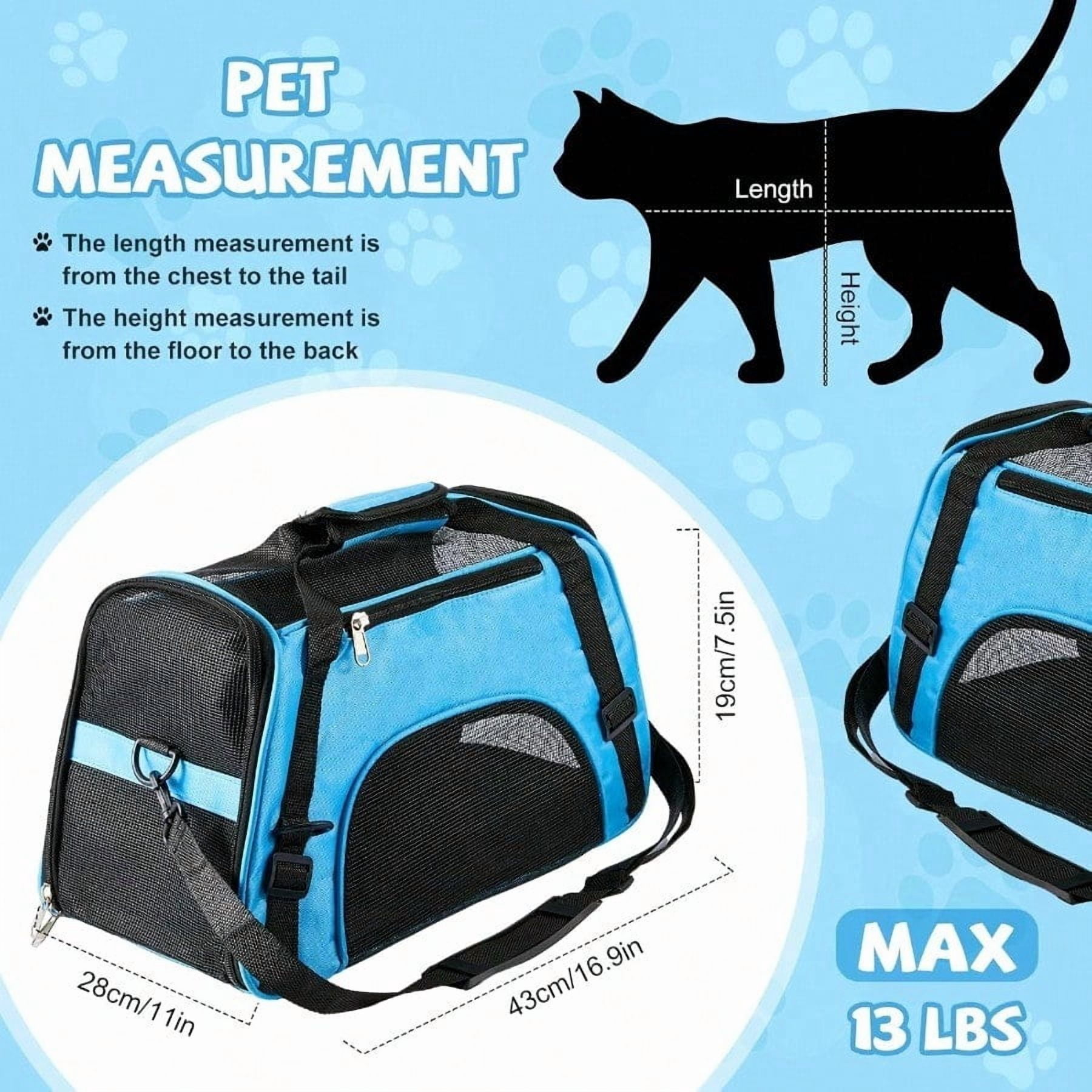 4 Pcs Cat Carrier Soft-Sided Pet Carrying Bag for Cat Under 13 Lbs, 16.9 x 11x 7.5 Inch, Portable Foldable Comfortable Bag for Small Pet Travel(Rose Red, Blue) - Image 2