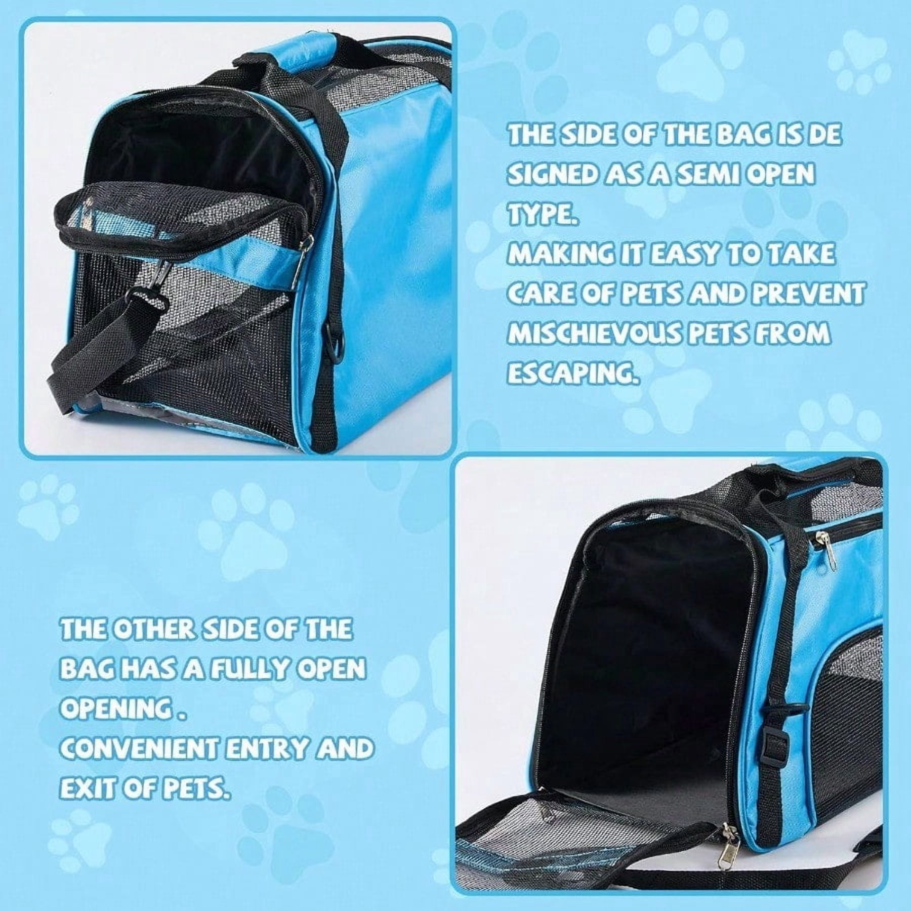 4 Pcs Cat Carrier Soft-Sided Pet Carrying Bag for Cat Under 13 Lbs, 16.9 x 11x 7.5 Inch, Portable Foldable Comfortable Bag for Small Pet Travel(Rose Red, Blue) - Image 4