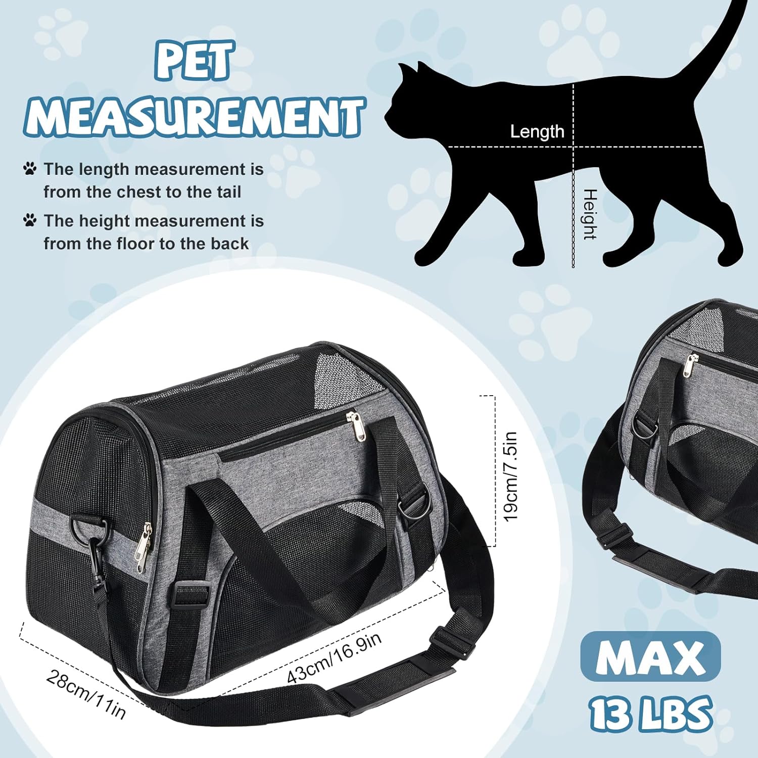 4 Pcs Cat Carrier Soft-Sided Pet Carrying Bag for Cat Under 13 Lbs, 16.9 x 11x 7.5 Inch, Portable Foldable Comfortable Bag for Small Pet Travel(Rose Red, Blue) - Image 17