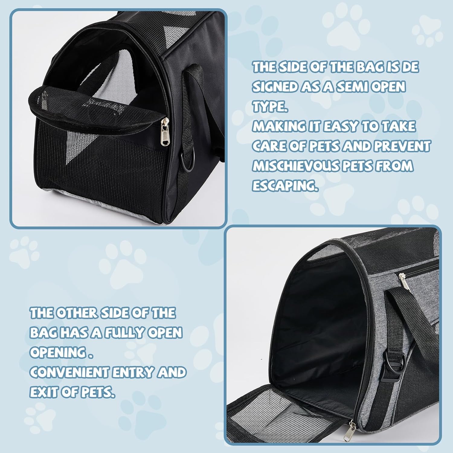 4 Pcs Cat Carrier Soft-Sided Pet Carrying Bag for Cat Under 13 Lbs, 16.9 x 11x 7.5 Inch, Portable Foldable Comfortable Bag for Small Pet Travel(Rose Red, Blue) - Image 19