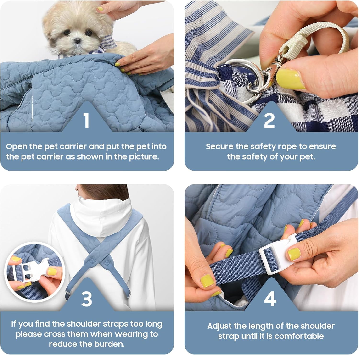 Pet Carrier Backpack, Adjustable Pet Front Cat Dog Carrier Backpack Travel Bag for Small Medium Dogs Cats and Rabbits, Safety Strap with Removable Bottom Plate for Camping Hiking Traveling - Image 5