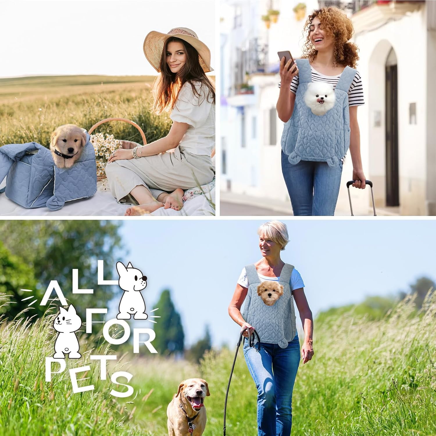 Pet Carrier Backpack, Adjustable Pet Front Cat Dog Carrier Backpack Travel Bag for Small Medium Dogs Cats and Rabbits, Safety Strap with Removable Bottom Plate for Camping Hiking Traveling - Image 6