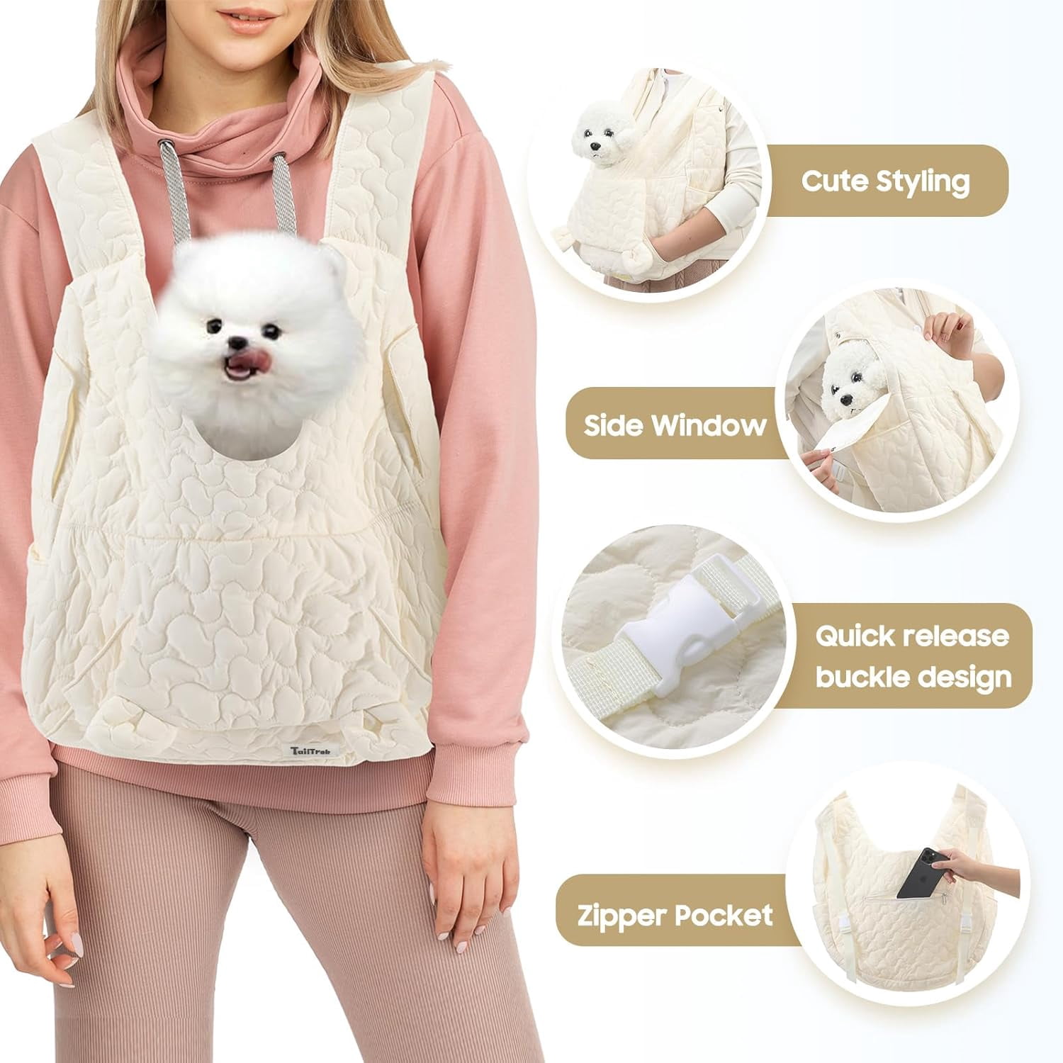 Pet Carrier Backpack, Adjustable Pet Front Cat Dog Carrier Backpack Travel Bag for Small Medium Dogs Cats and Rabbits, Safety Strap with Removable Bottom Plate for Camping Hiking Traveling - Image 10