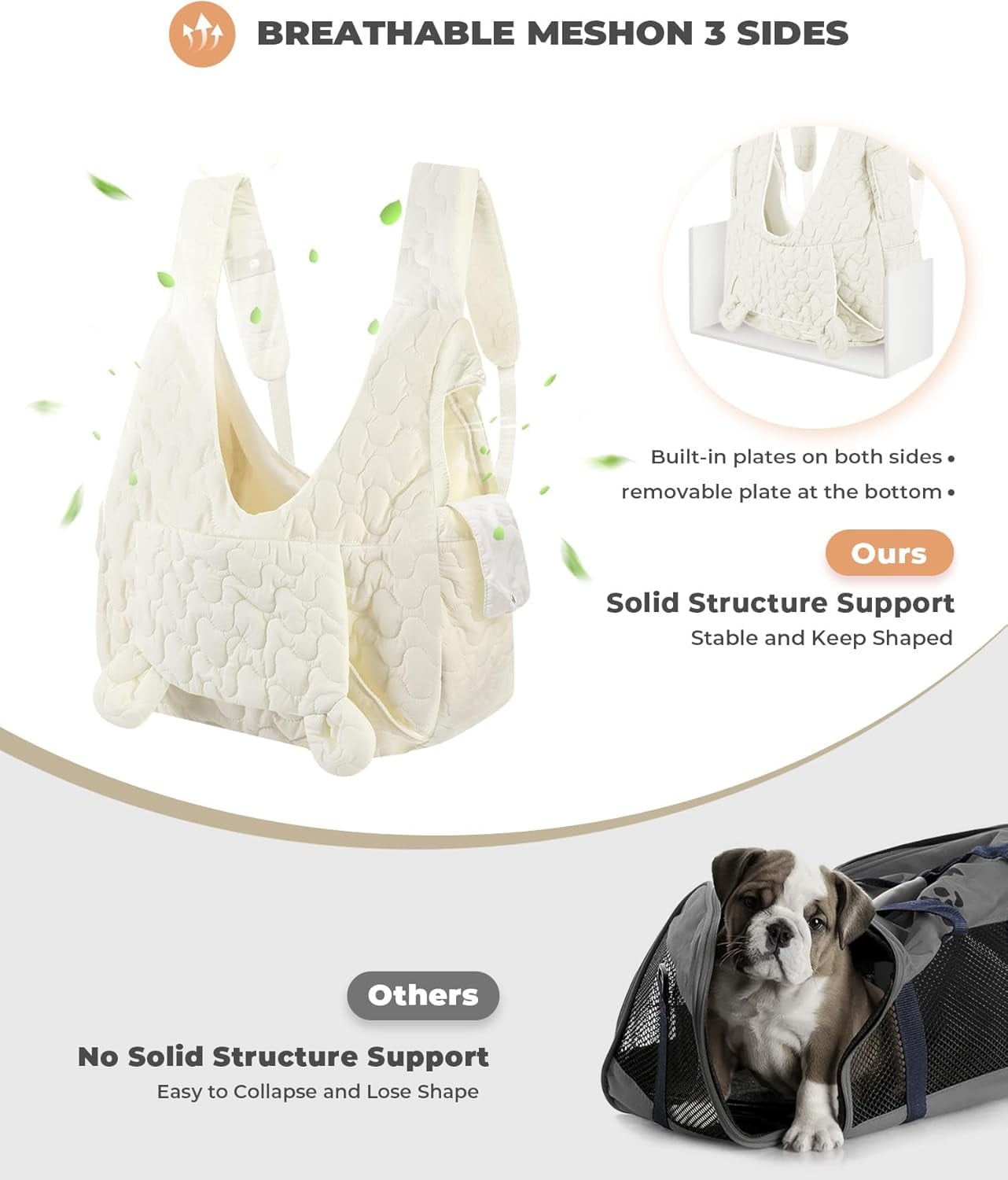 Pet Carrier Backpack, Adjustable Pet Front Cat Dog Carrier Backpack Travel Bag for Small Medium Dogs Cats and Rabbits, Safety Strap with Removable Bottom Plate for Camping Hiking Traveling - Image 11