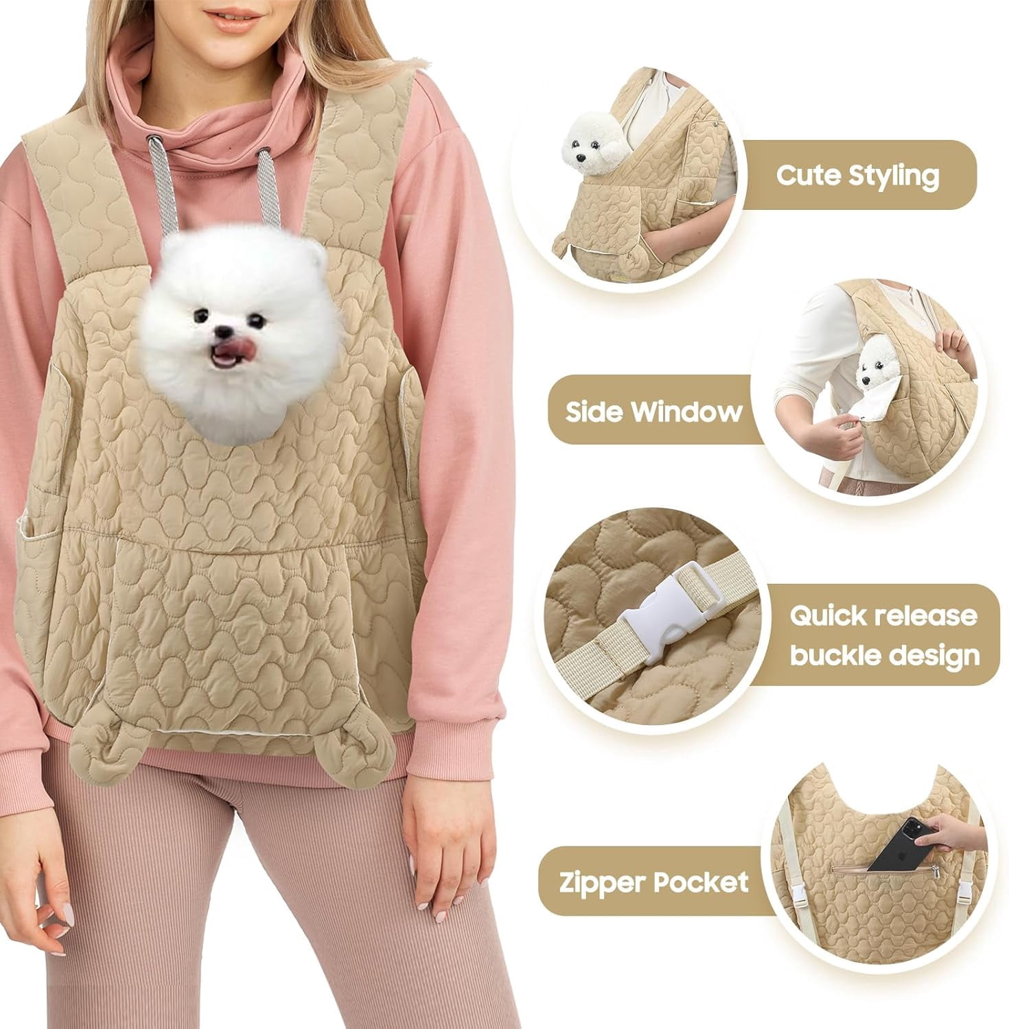 Pet Carrier Backpack, Adjustable Pet Front Cat Dog Carrier Backpack Travel Bag for Small Medium Dogs Cats and Rabbits, Safety Strap with Removable Bottom Plate for Camping Hiking Traveling - Image 17