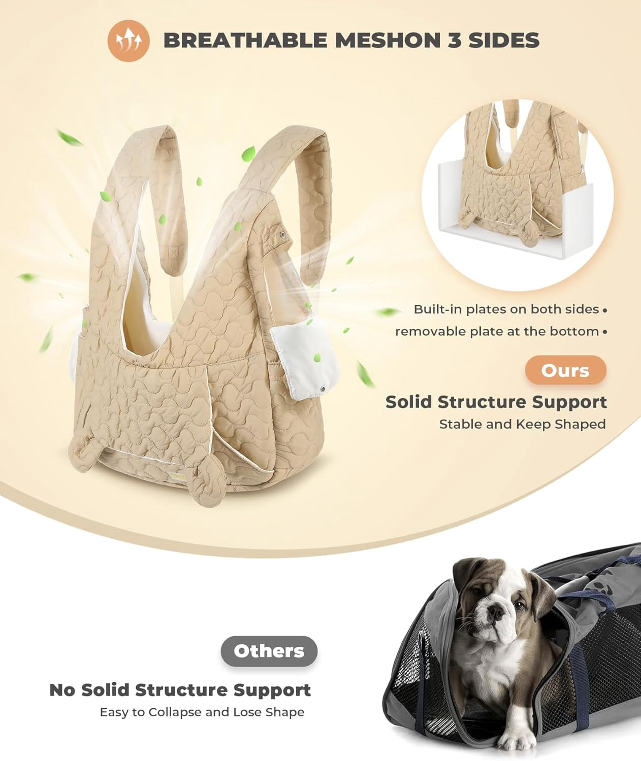 Pet Carrier Backpack, Adjustable Pet Front Cat Dog Carrier Backpack Travel Bag for Small Medium Dogs Cats and Rabbits, Safety Strap with Removable Bottom Plate for Camping Hiking Traveling - Image 18