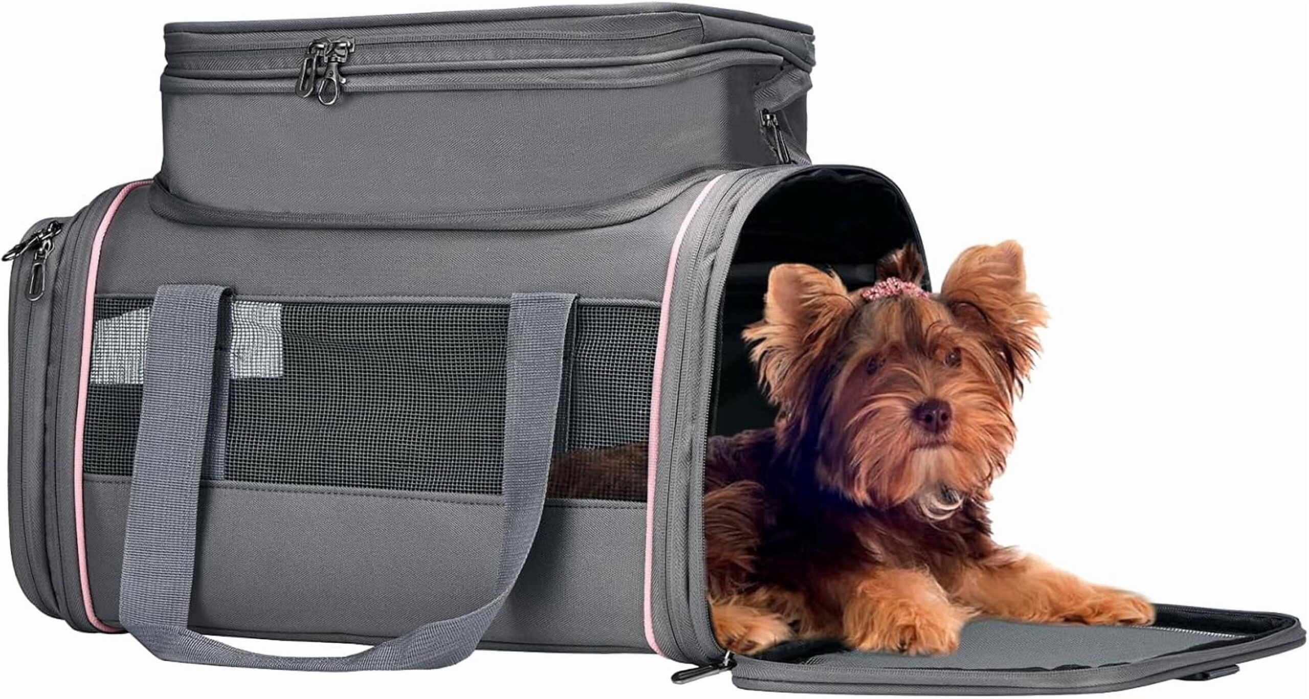 Airline Approved Pet Carrier for Small Dogs & Cats | Soft-Sided Lightweight Collapsible Travel Carrier with Ventilation Mesh(Fits Under Airplane Seat, 16")(Black) - Image 10