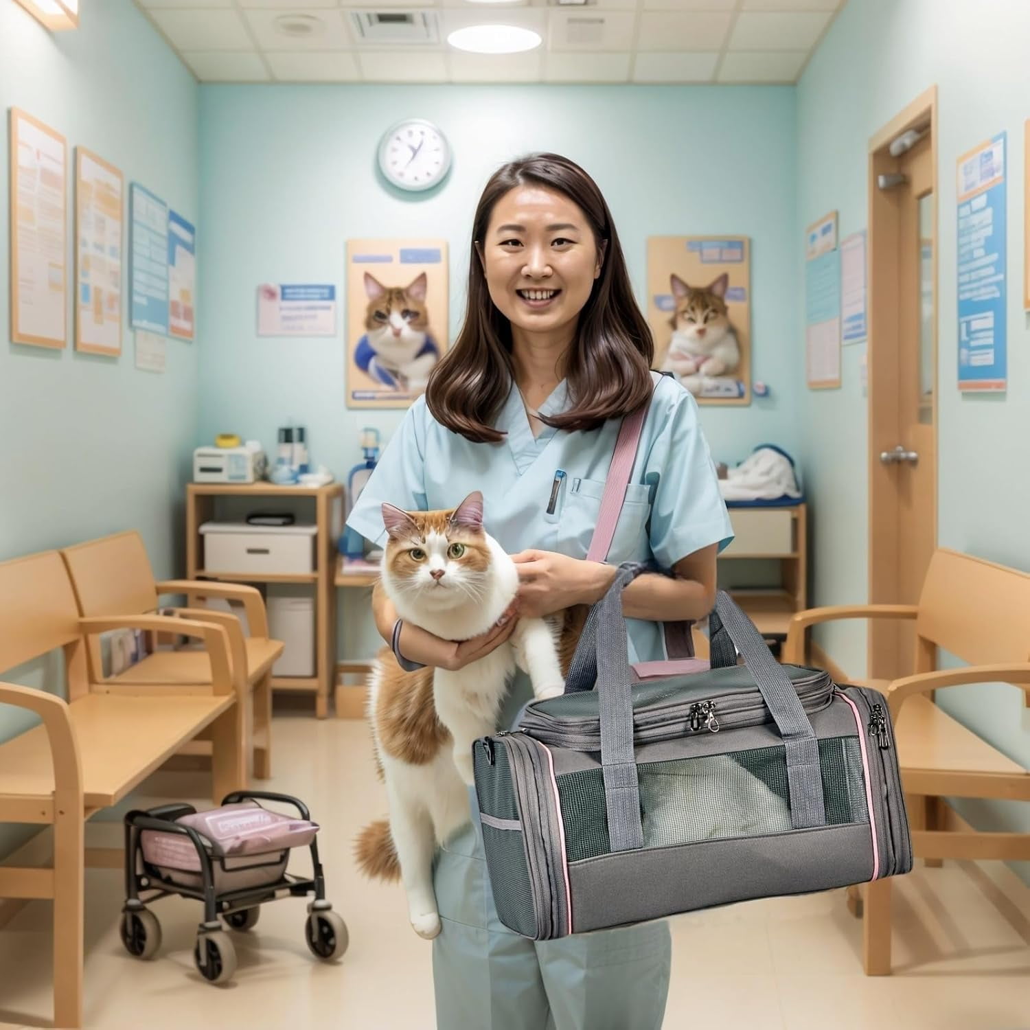 Airline Approved Pet Carrier for Small Dogs & Cats | Soft-Sided Lightweight Collapsible Travel Carrier with Ventilation Mesh(Fits Under Airplane Seat, 16")(Black) - Image 12