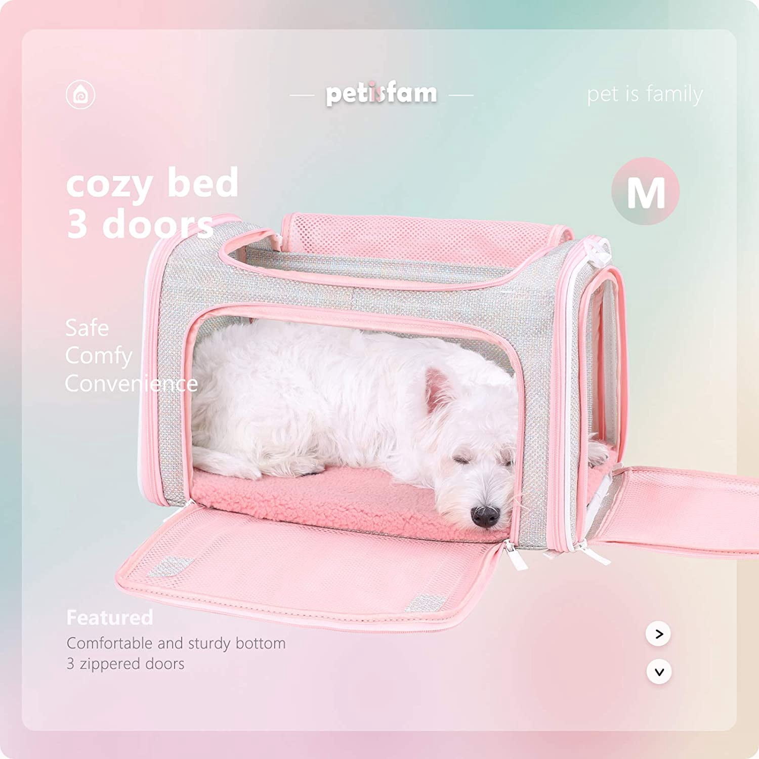 Soft Cute Travel Pet Carrier Bag for Medium Cats, Kitty and Puppy, Fantasy Pink, M - Image 2