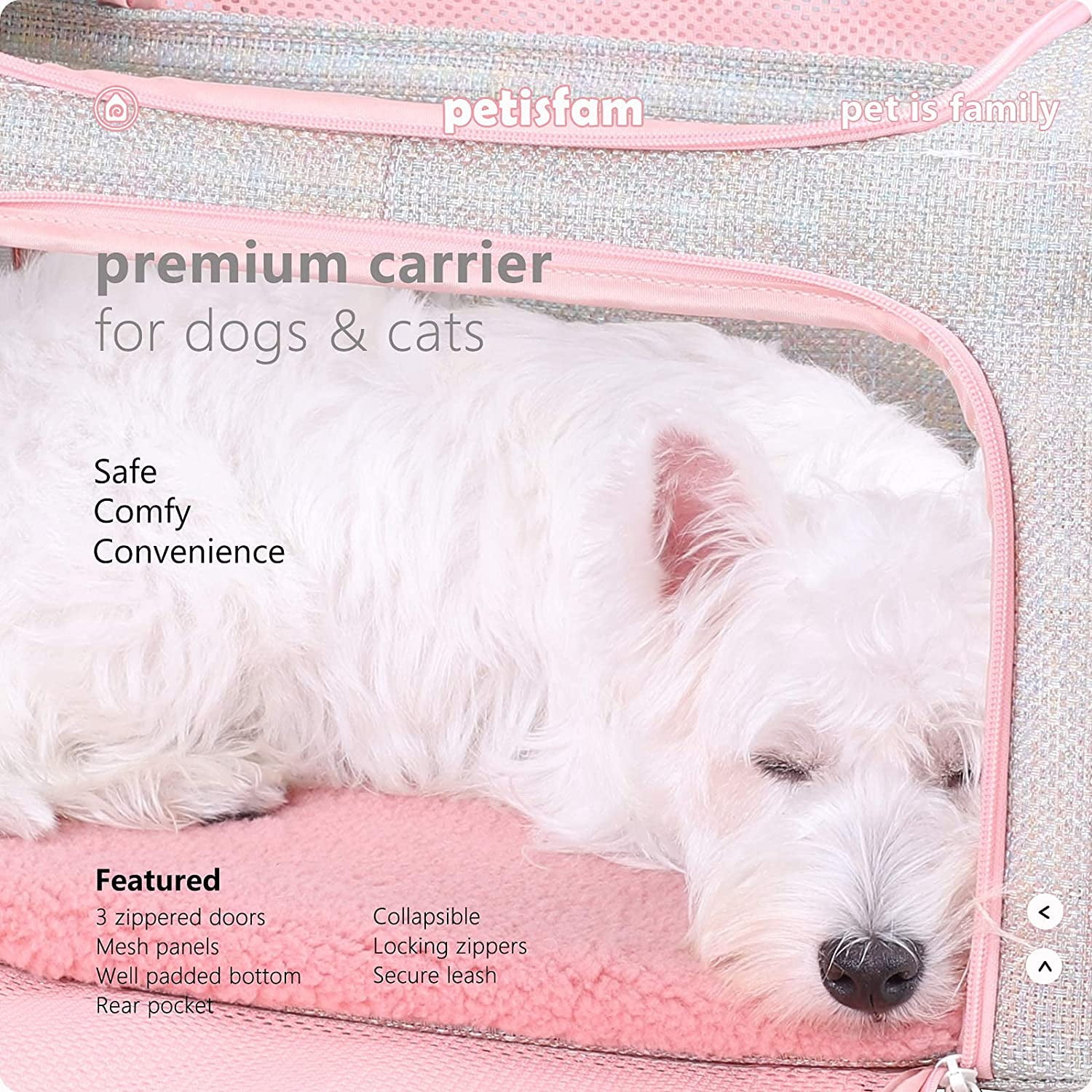 Soft Cute Travel Pet Carrier Bag for Medium Cats, Kitty and Puppy, Fantasy Pink, M - Image 4