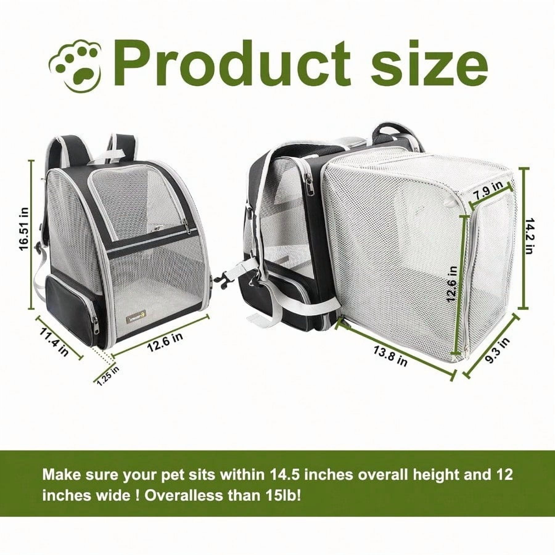 Cat Backpack Expandable Pet Carrier for Medium Cats and Small Dogs up to 17 lbs Breathable Collapsible Soft Cat Travel Bag for Outdoor Hiking Black - Image 2