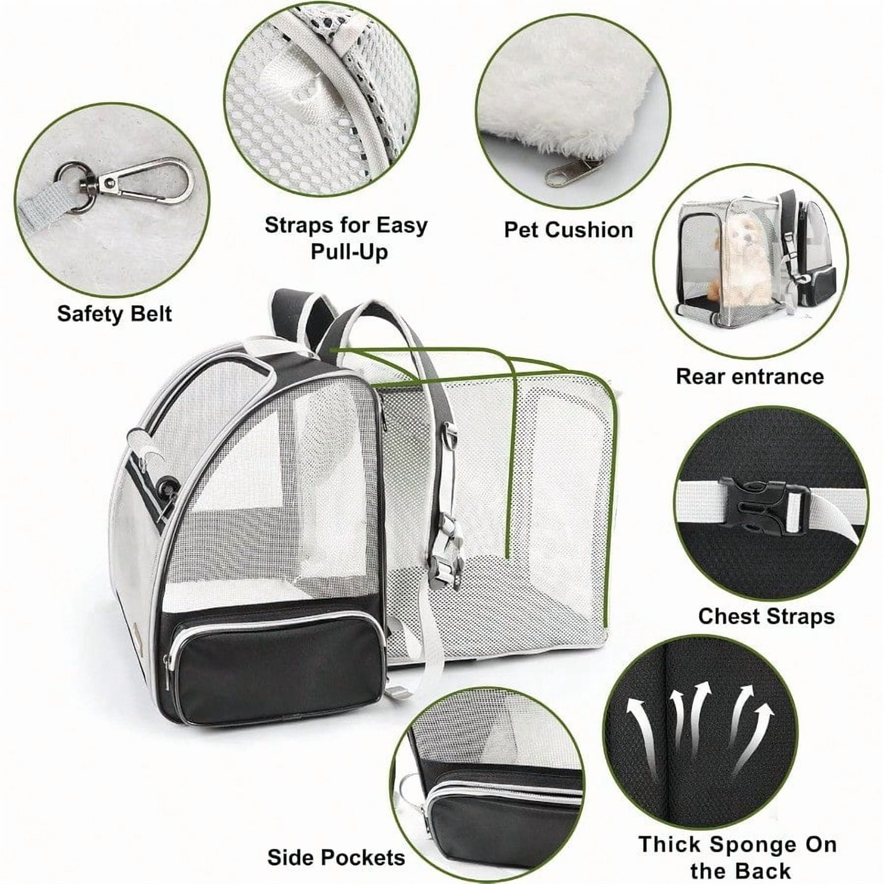 Cat Backpack Expandable Pet Carrier for Medium Cats and Small Dogs up to 17 lbs Breathable Collapsible Soft Cat Travel Bag for Outdoor Hiking Black - Image 3