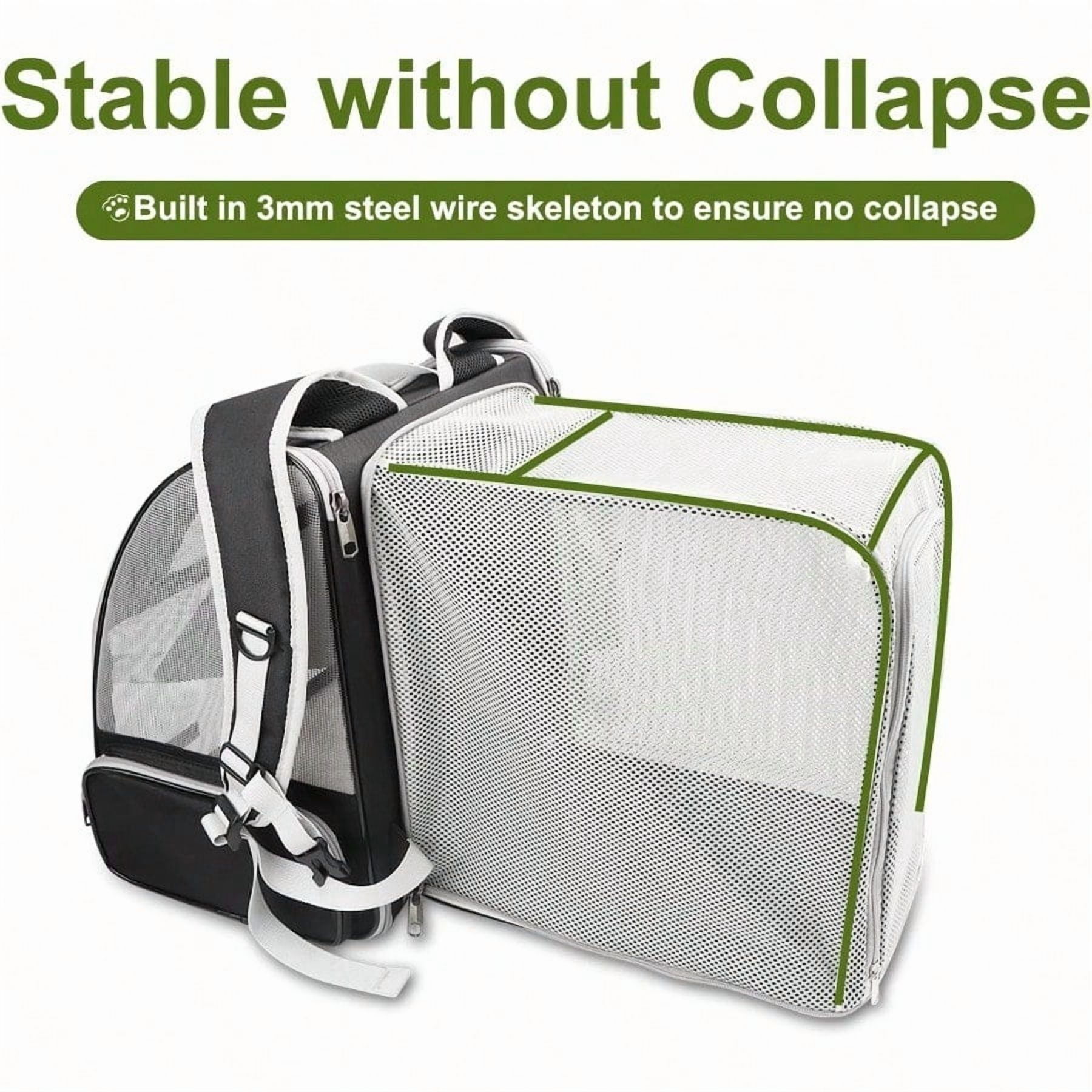 Cat Backpack Expandable Pet Carrier for Medium Cats and Small Dogs up to 17 lbs Breathable Collapsible Soft Cat Travel Bag for Outdoor Hiking Black - Image 4