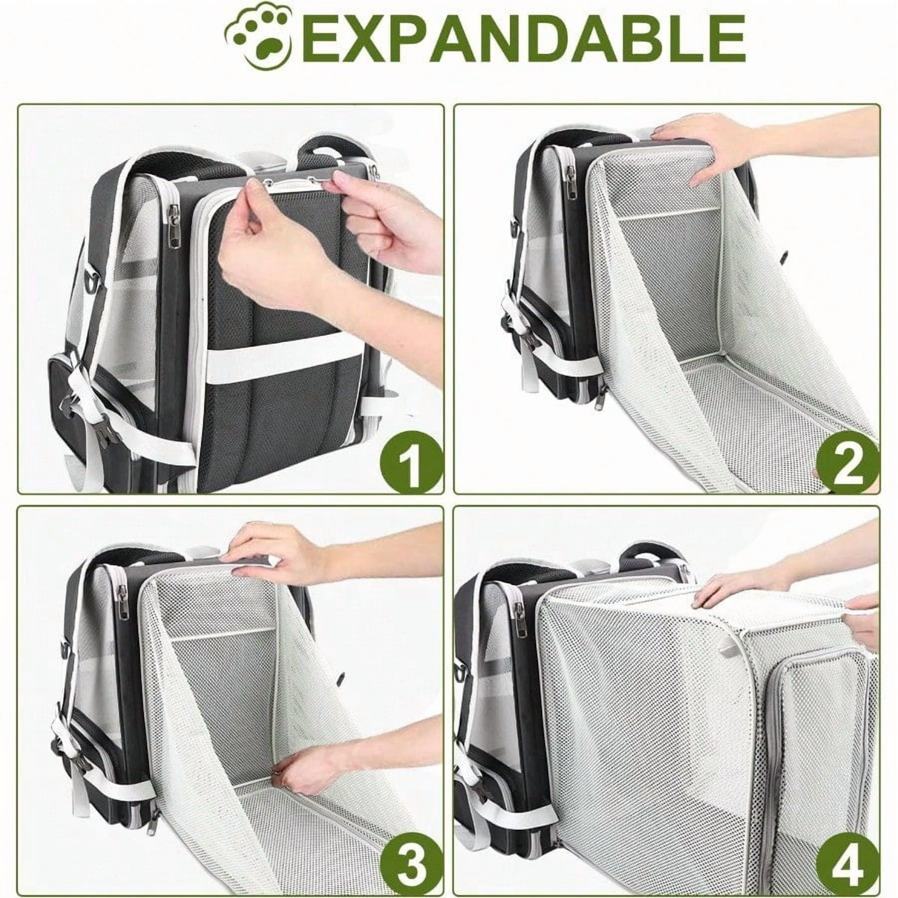 Cat Backpack Expandable Pet Carrier for Medium Cats and Small Dogs up to 17 lbs Breathable Collapsible Soft Cat Travel Bag for Outdoor Hiking Black - Image 5