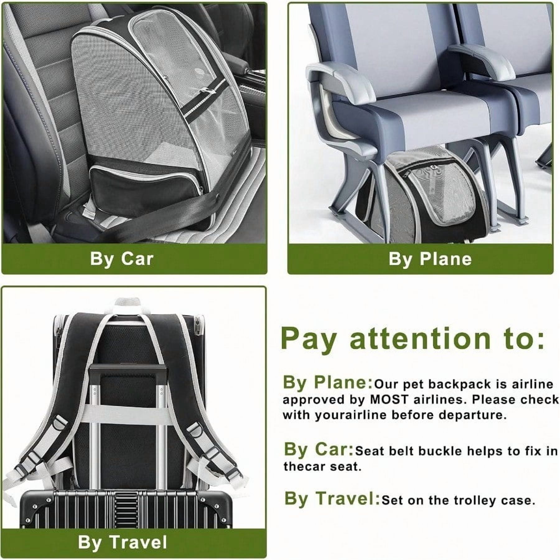 Cat Backpack Expandable Pet Carrier for Medium Cats and Small Dogs up to 17 lbs Breathable Collapsible Soft Cat Travel Bag for Outdoor Hiking Black - Image 6