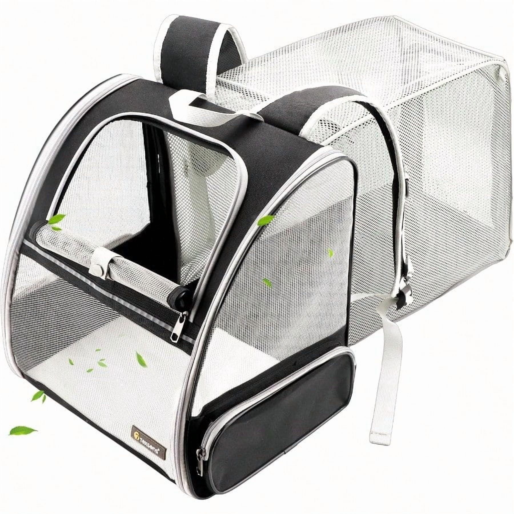 Cat Backpack Expandable Pet Carrier for Medium Cats and Small Dogs up to 17 lbs Breathable Collapsible Soft Cat Travel Bag for Outdoor Hiking Black - Image 7