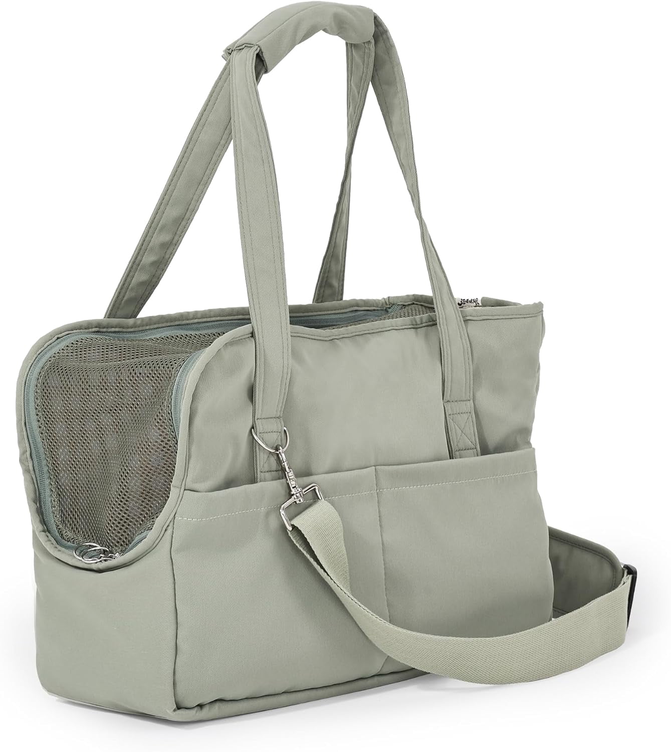 "Casual Crossbody Pet Carrier, Hands-Free Shoulder Bag for Small Dogs & Cats, Open-Top Design with Mesh Window & Large Front Pocket, Soft-Sided Pet Tote"