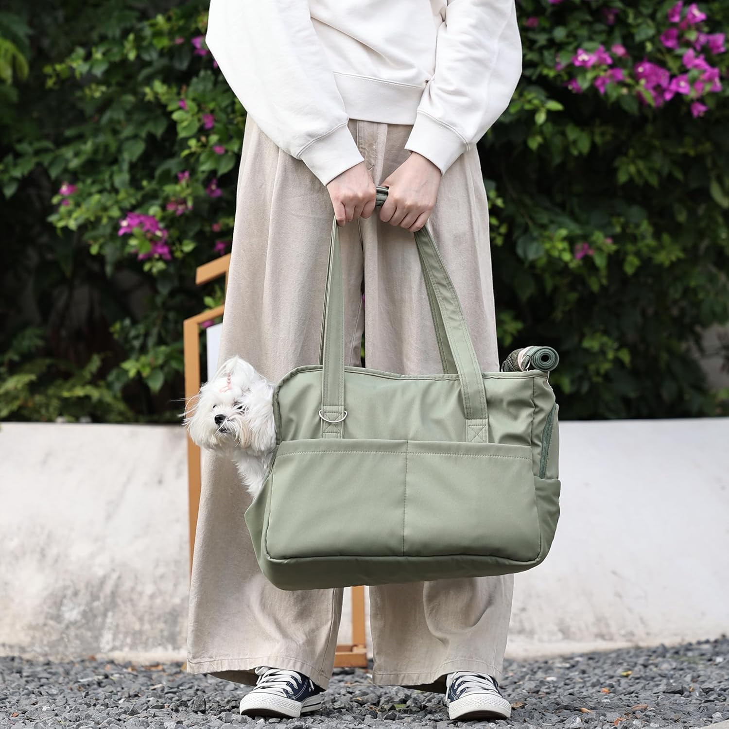 "Casual Crossbody Pet Carrier, Hands-Free Shoulder Bag for Small Dogs & Cats, Open-Top Design with Mesh Window & Large Front Pocket, Soft-Sided Pet Tote" - Image 7